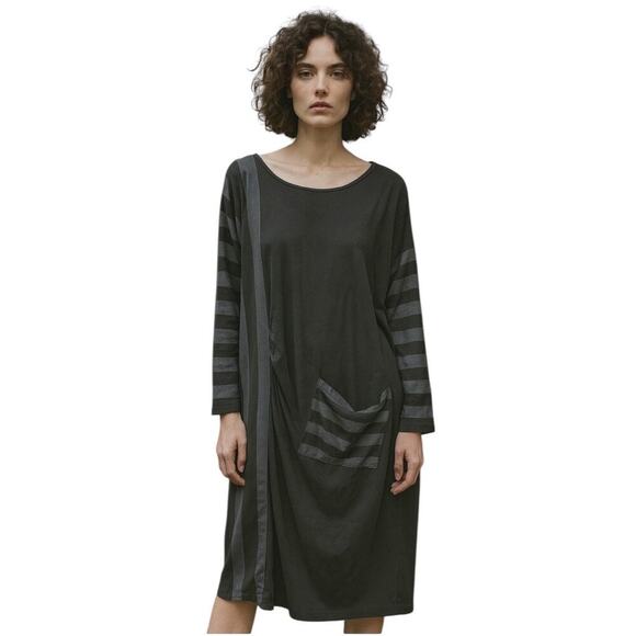 MADE IN ITALY Dresses & Skirts - Made in Italy Brand Midi Dress, Mixed Media, Edgy Artsy Lagenlook Art to Wear  M